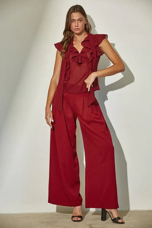 CRIMSON RUFFLE CHARM TOP